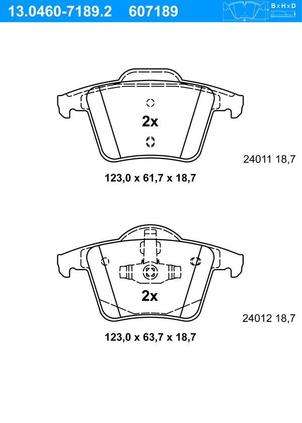 Jeu de 4 plaquettes de frein | ATE