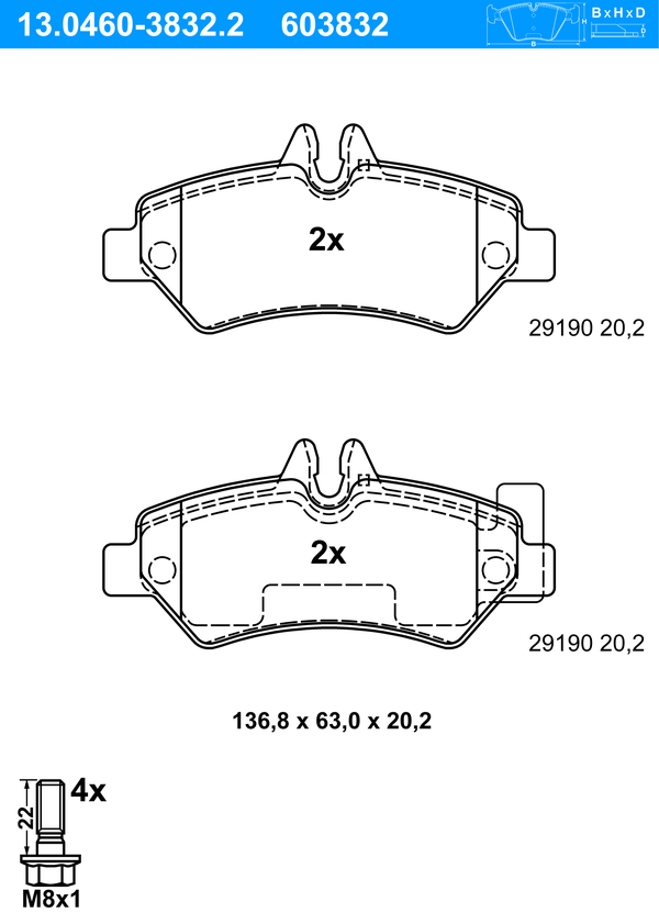 Jeu de 4 plaquettes de frein | ATE