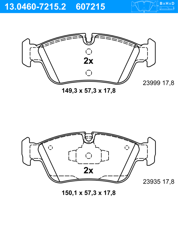 Jeu de 4 plaquettes de frein | ATE