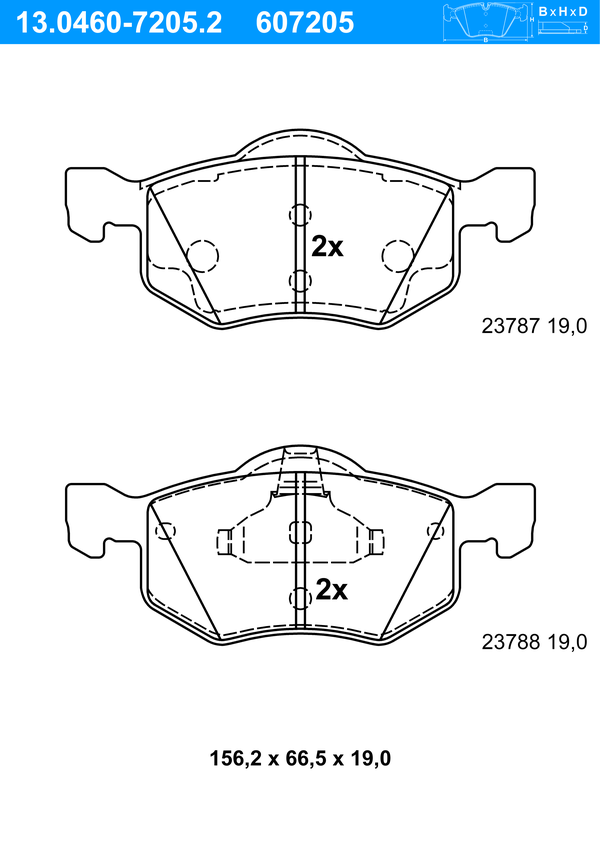 Jeu de 4 plaquettes de frein | ATE