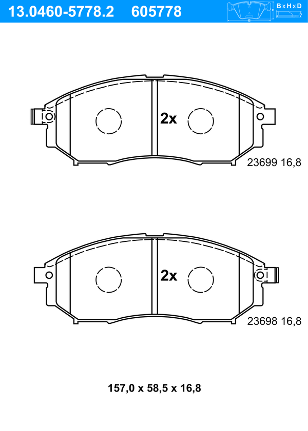 Jeu de 4 plaquettes de frein | ATE