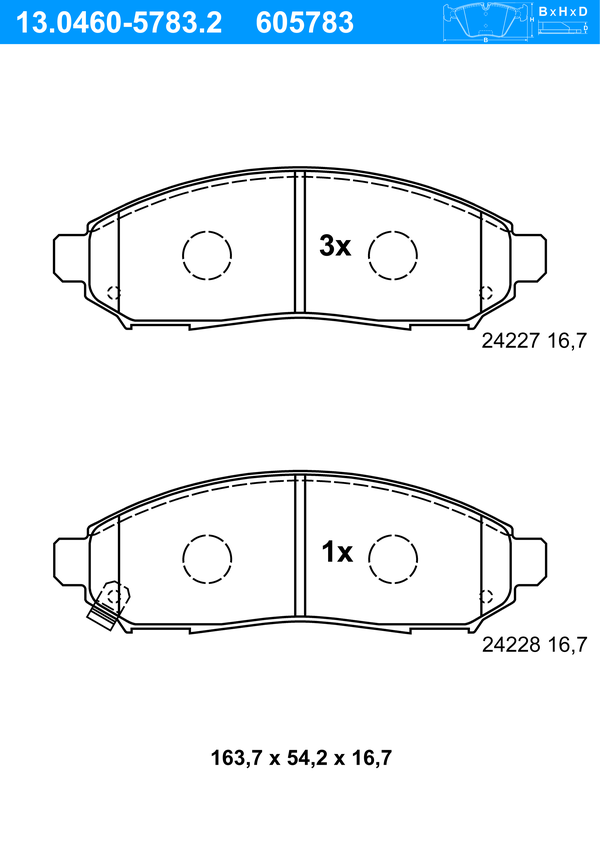 Jeu de 4 plaquettes de frein | ATE