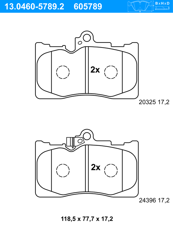 Jeu de 4 plaquettes de frein | ATE