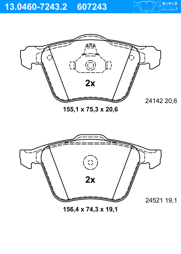 Jeu de 4 plaquettes de frein | ATE