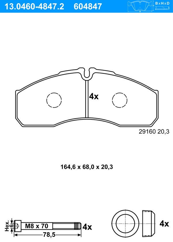 Jeu de 4 plaquettes de frein | ATE