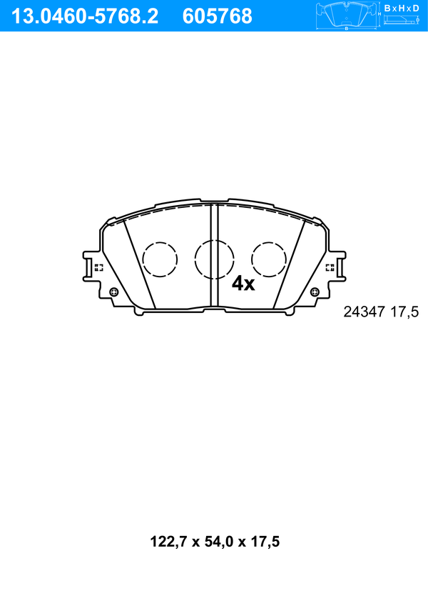 Jeu de 4 plaquettes de frein | ATE