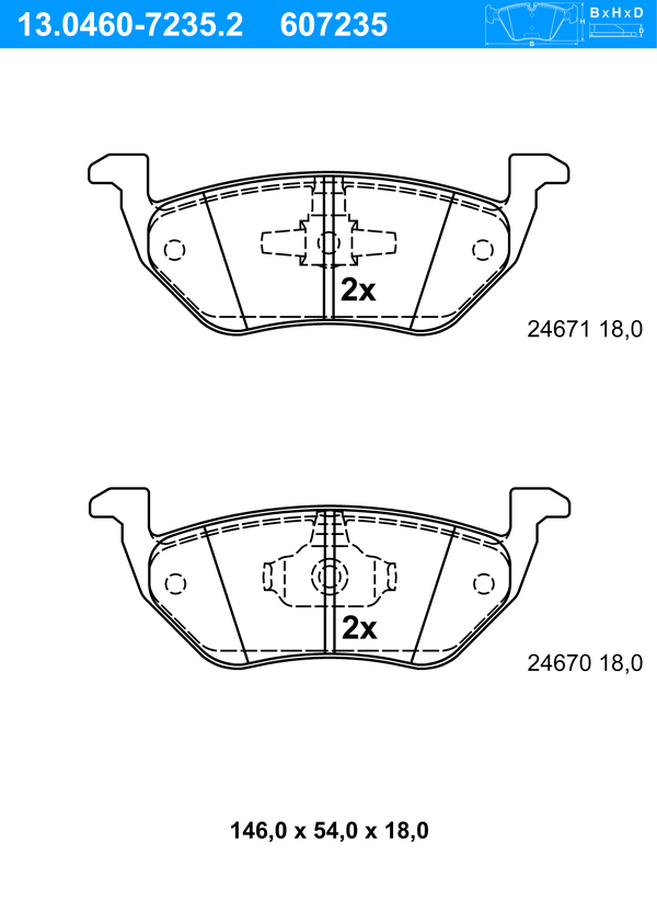 Jeu de 4 plaquettes de frein | ATE