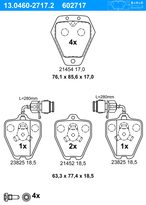 Jeu de 4 plaquettes de frein | ATE
