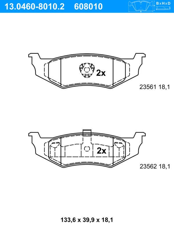 Jeu de 4 plaquettes de frein | ATE