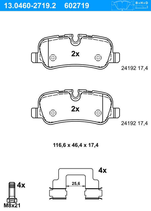 Jeu de 4 plaquettes de frein | ATE