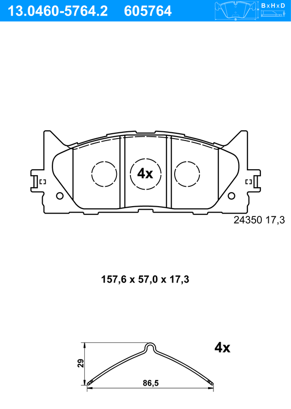 Jeu de 4 plaquettes de frein | ATE