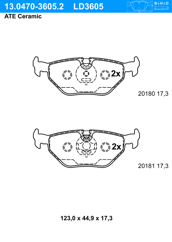 Kit de plaquettes de frein, frein à disque ATE Ceramic | ATE