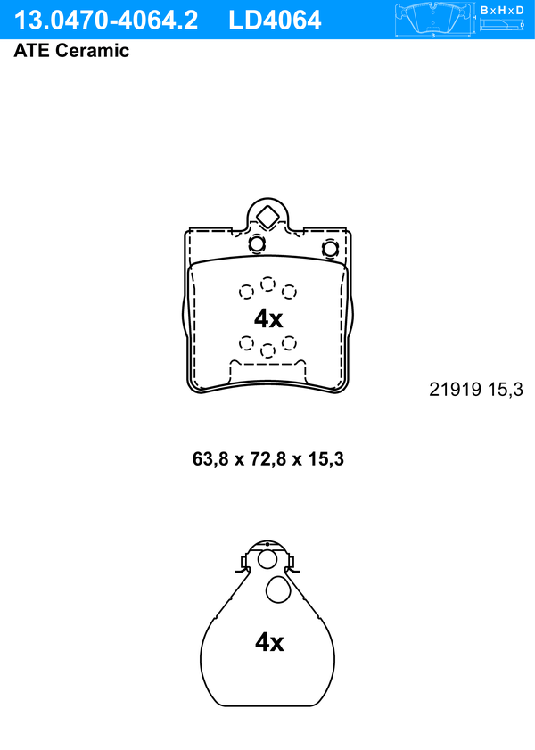 Kit de plaquettes de frein, frein à disque ATE Ceramic | ATE
