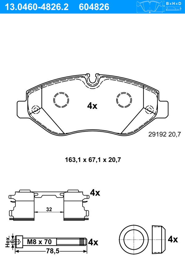 Jeu de 4 plaquettes de frein | ATE