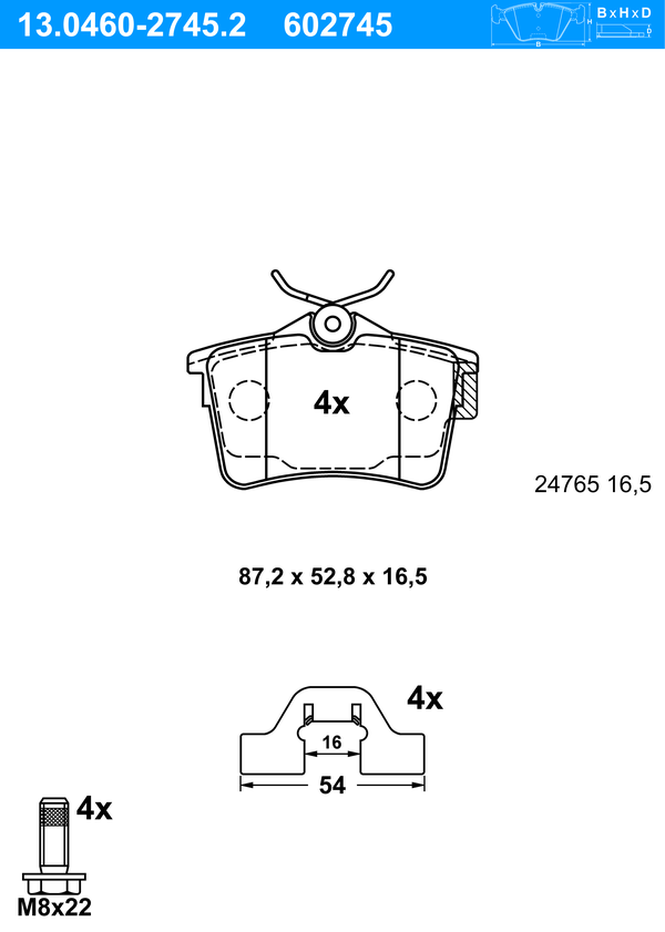 Jeu de 4 plaquettes de frein | ATE
