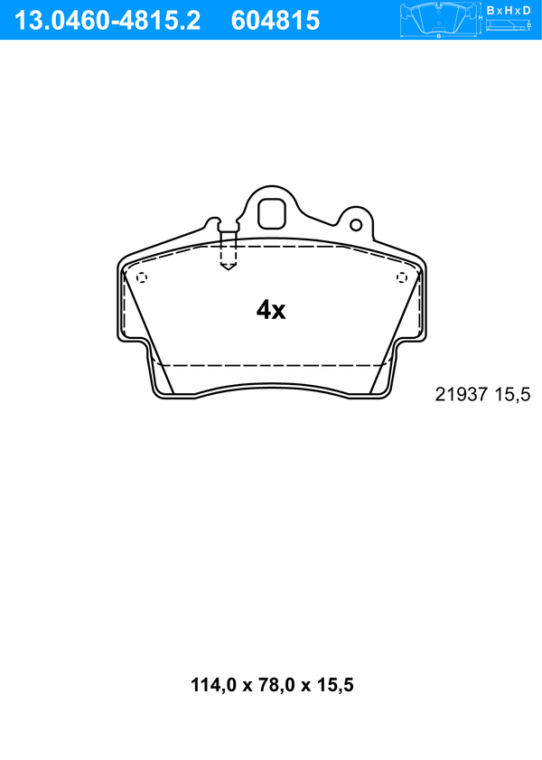 Jeu de 4 plaquettes de frein | ATE
