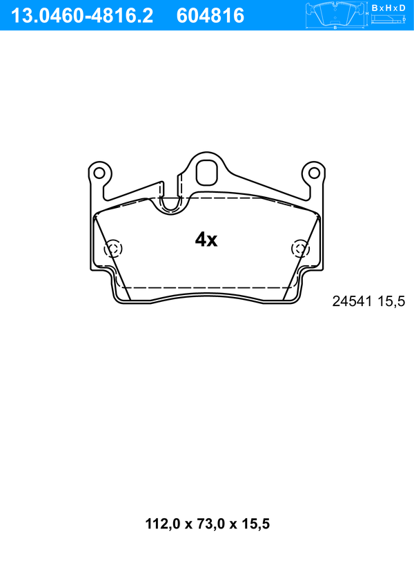 Jeu de 4 plaquettes de frein | ATE