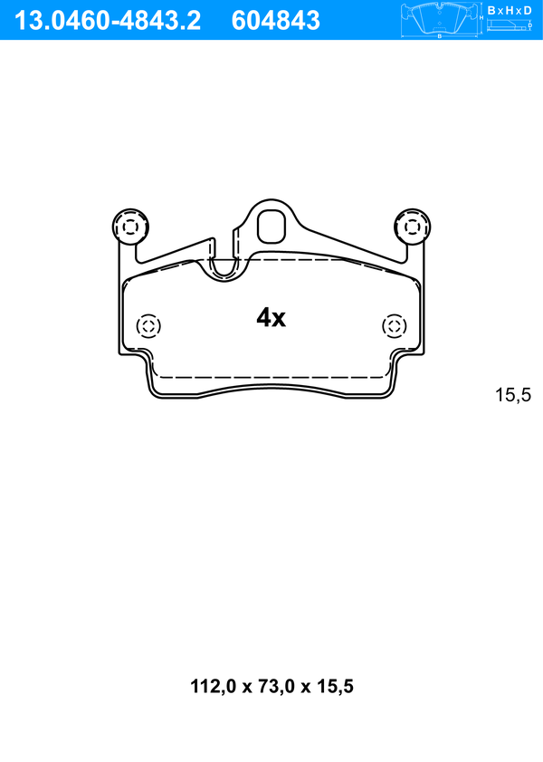Jeu de 4 plaquettes de frein | ATE