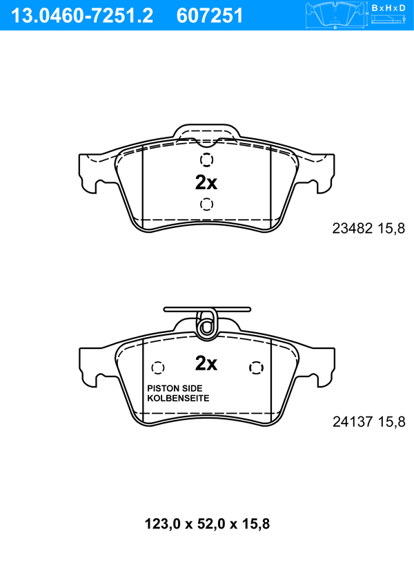 Jeu de 4 plaquettes de frein | ATE