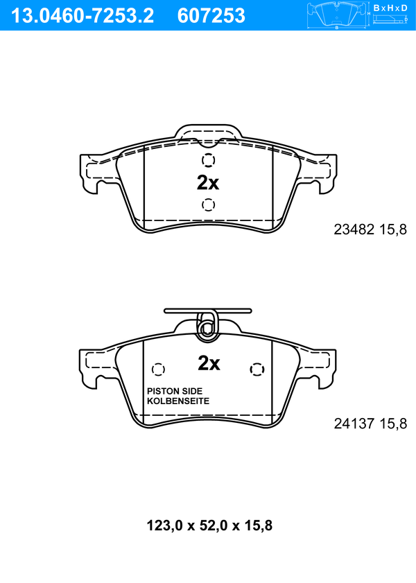 Jeu de 4 plaquettes de frein | ATE