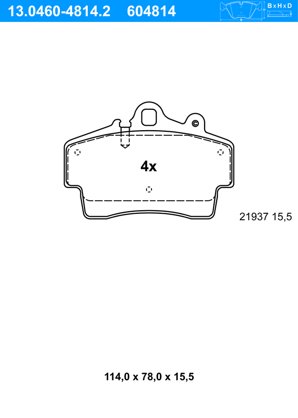 Jeu de 4 plaquettes de frein | ATE