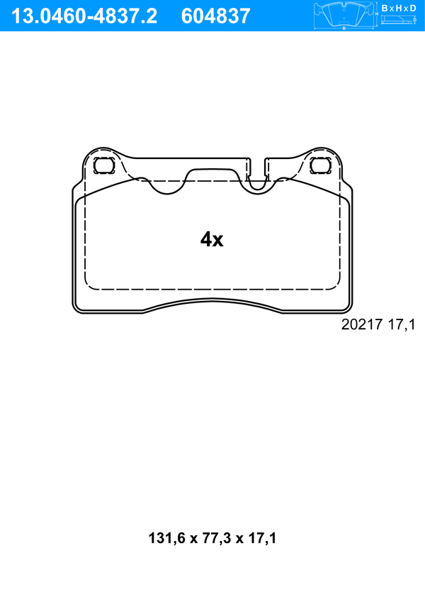 Jeu de 4 plaquettes de frein | ATE