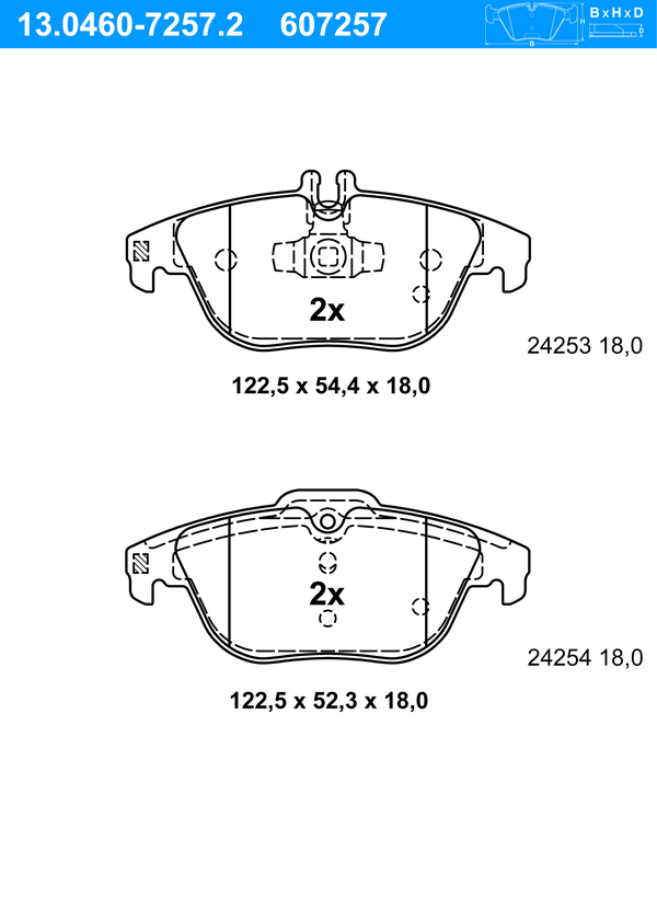 Jeu de 4 plaquettes de frein | ATE