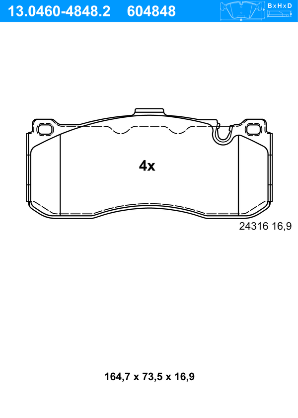 Jeu de 4 plaquettes de frein | ATE