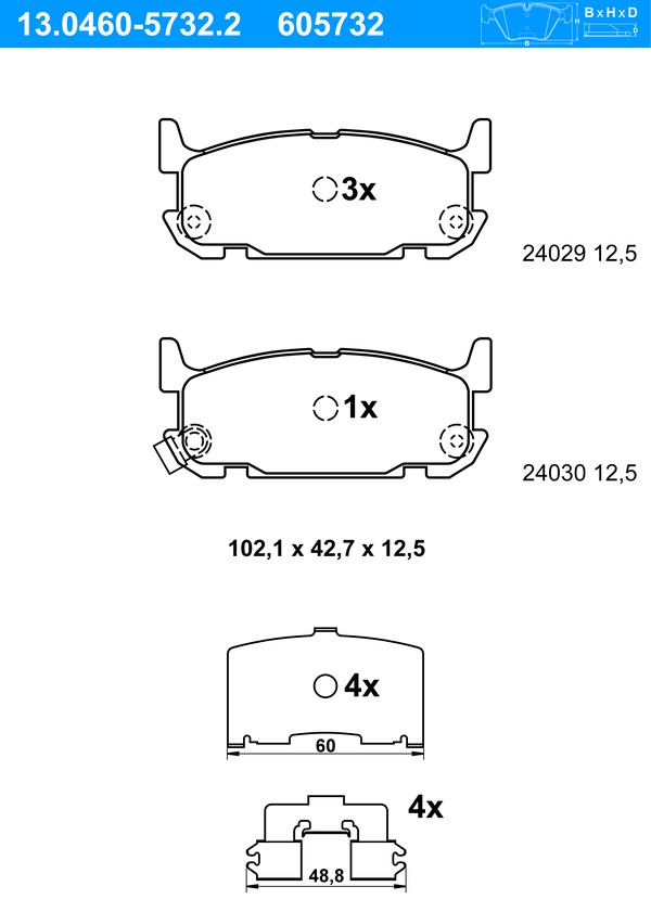 Jeu de 4 plaquettes de frein | ATE