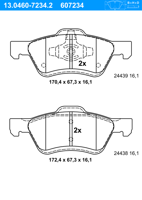 Jeu de 4 plaquettes de frein | ATE