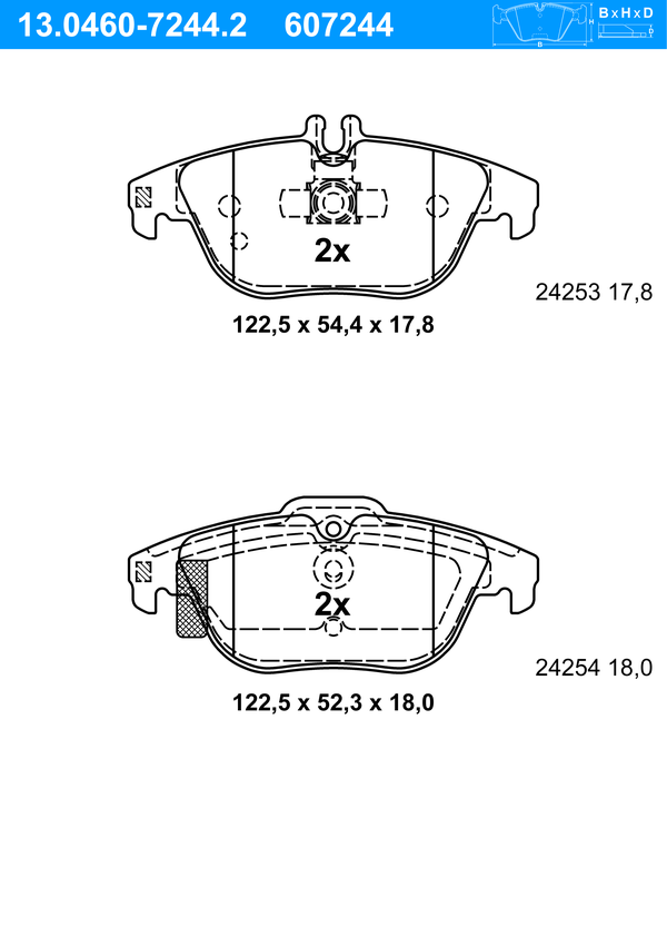 Jeu de 4 plaquettes de frein | ATE