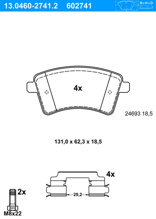 Jeu de 4 plaquettes de frein | ATE