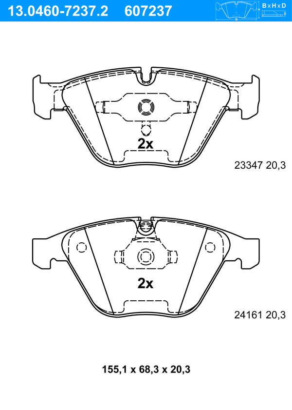 Jeu de 4 plaquettes de frein | ATE
