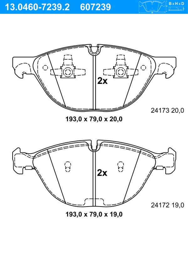 Jeu de 4 plaquettes de frein | ATE