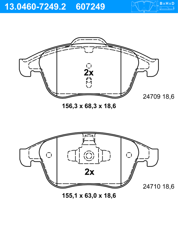 Jeu de 4 plaquettes de frein | ATE