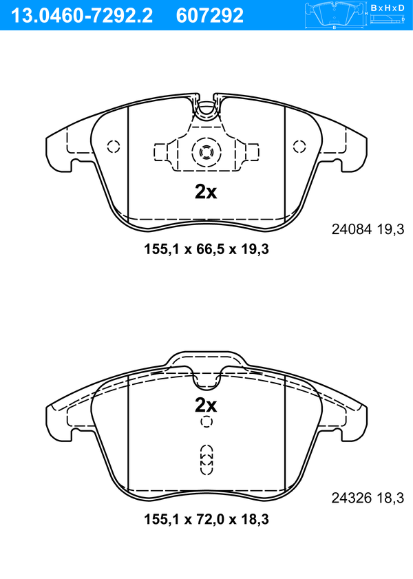 Jeu de 4 plaquettes de frein | ATE