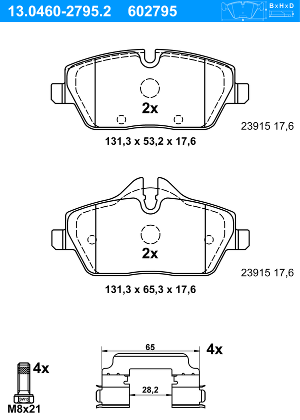 Jeu de 4 plaquettes de frein | ATE