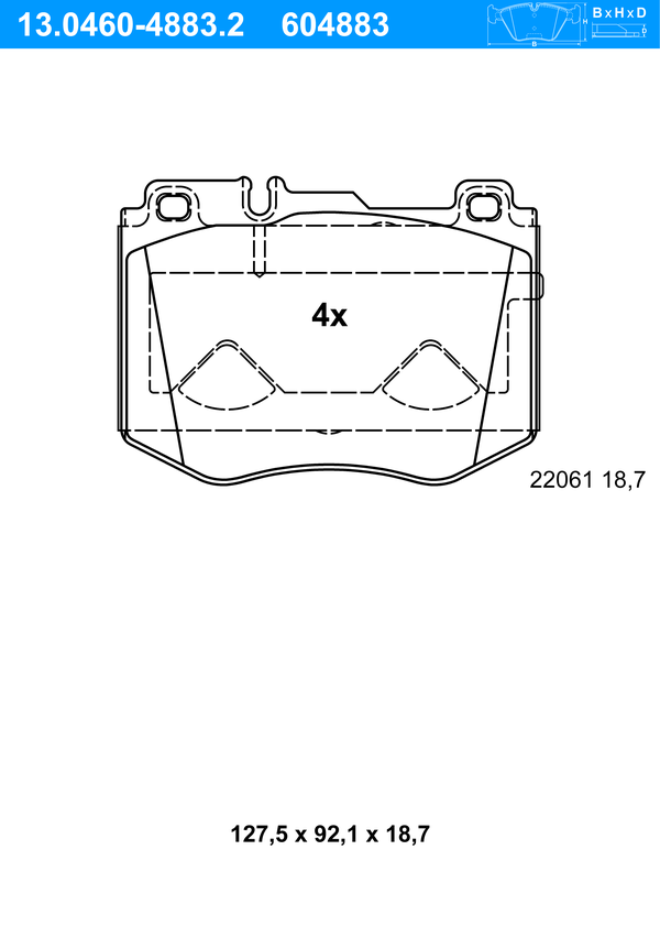 Jeu de 4 plaquettes de frein | ATE