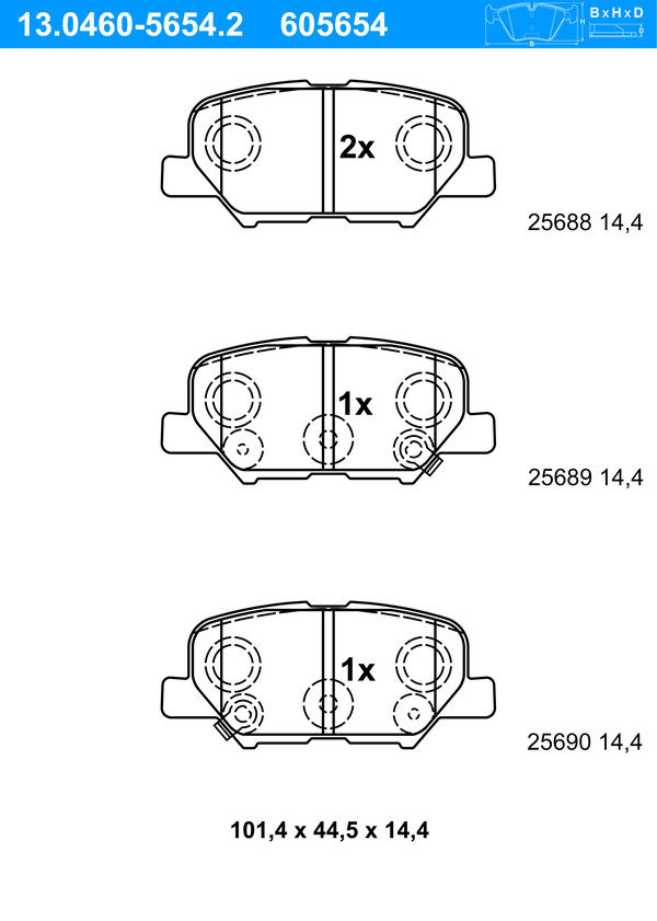 Jeu de 4 plaquettes de frein | ATE