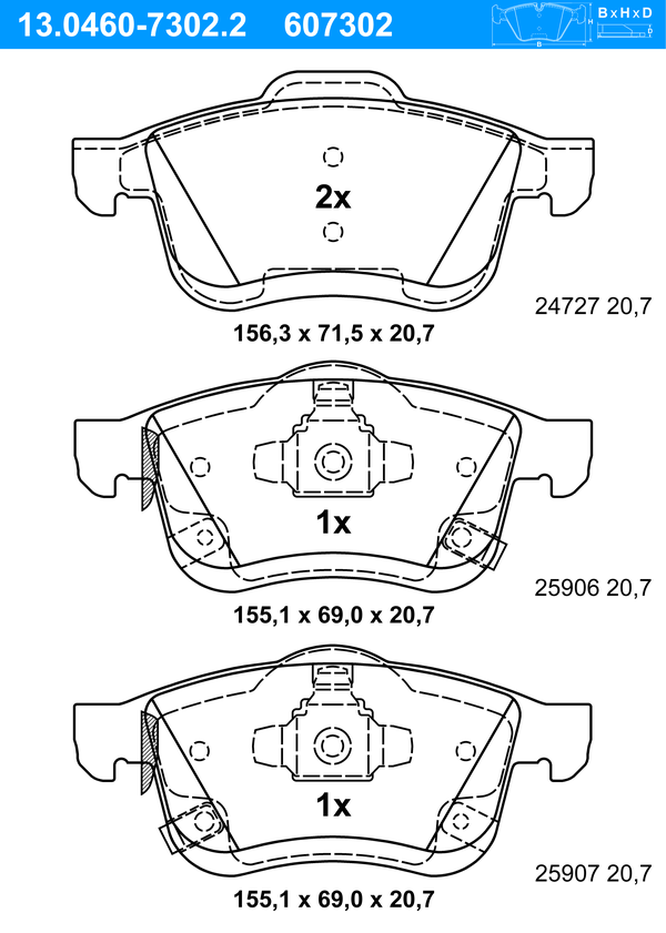 Jeu de 4 plaquettes de frein | ATE