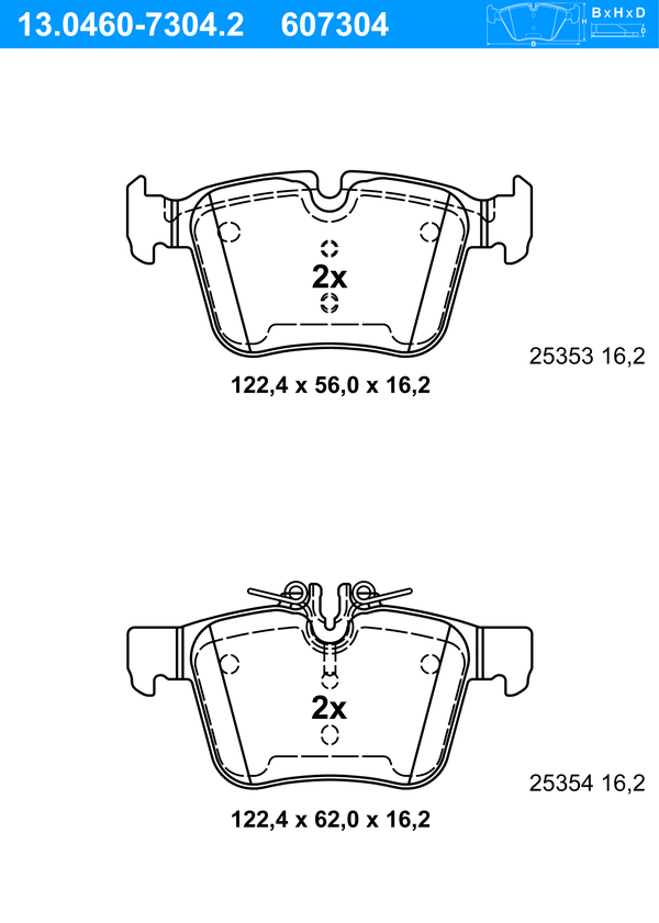 Jeu de 4 plaquettes de frein | ATE