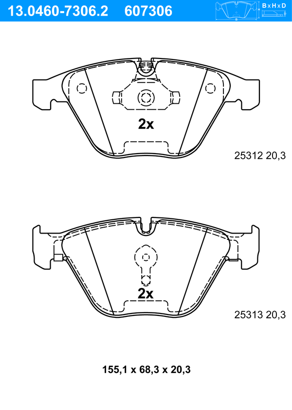 Jeu de 4 plaquettes de frein | ATE
