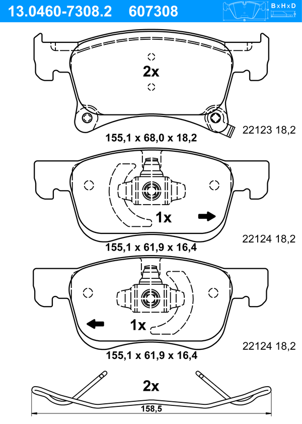 Jeu de 4 plaquettes de frein | ATE