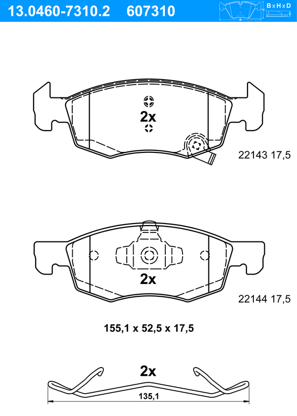 Jeu de 4 plaquettes de frein | ATE
