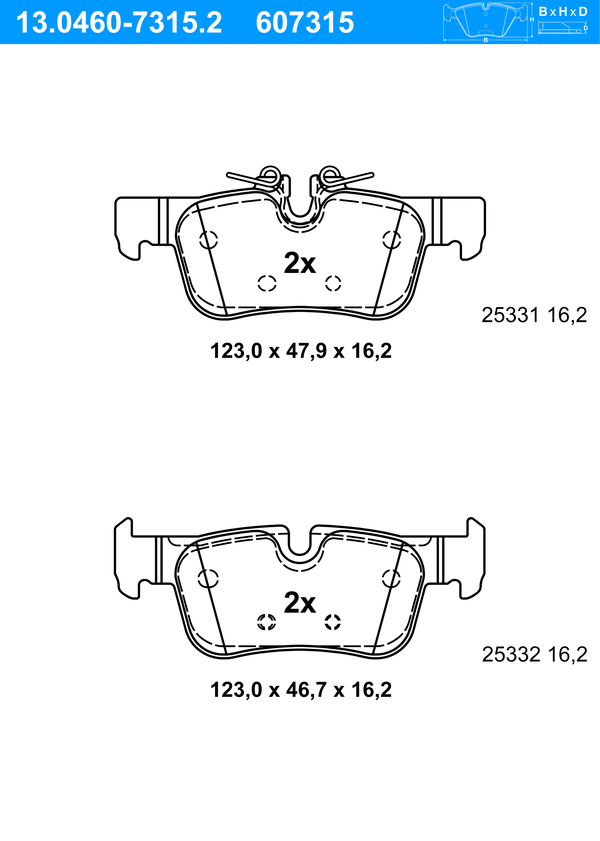 Jeu de 4 plaquettes de frein | ATE