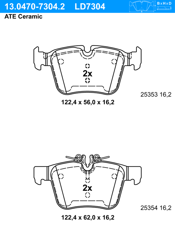 Kit de plaquettes de frein, frein à disque ATE Ceramic | ATE