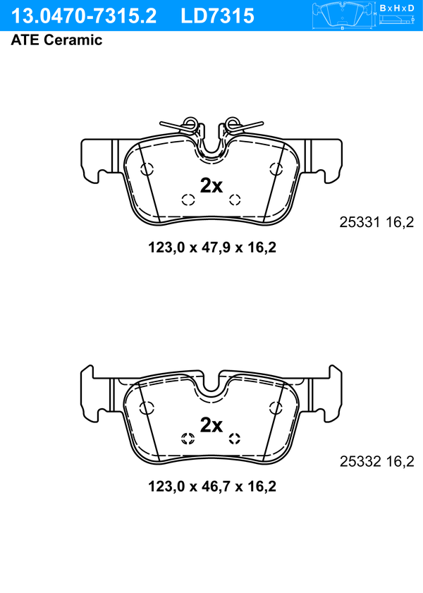Kit de plaquettes de frein, frein à disque ATE Ceramic | ATE