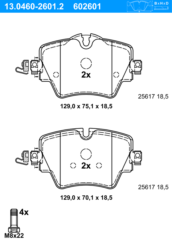 Jeu de 4 plaquettes de frein | ATE
