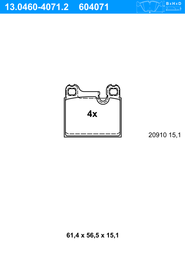 Jeu de 4 plaquettes de frein | ATE