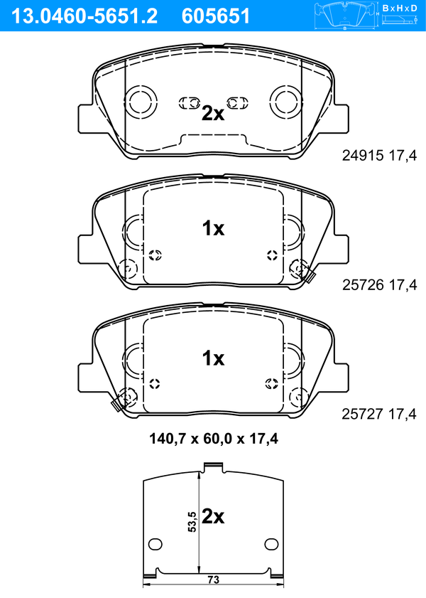 Jeu de 4 plaquettes de frein | ATE